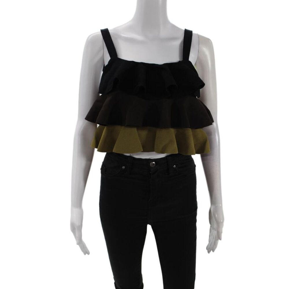 Rosie Assoulin Womens Ruffle Tank - Black Size S